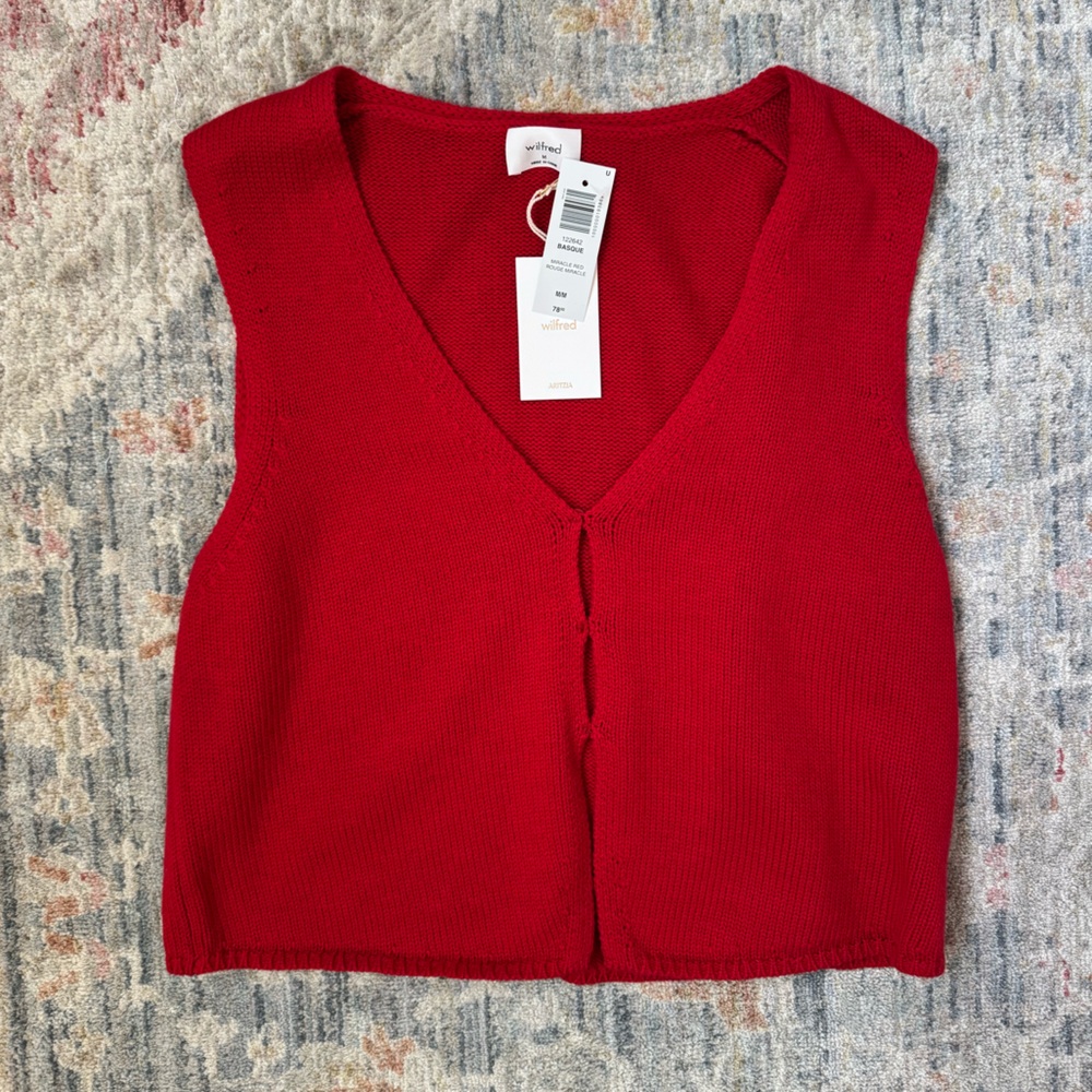 Artizia Wilfred Red Knit Sleeveless Sweater.